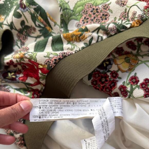 Zara TRF Floral Jacquard Bomber Jacket Olive Trim Multicolor Small - Picture 4 of 7